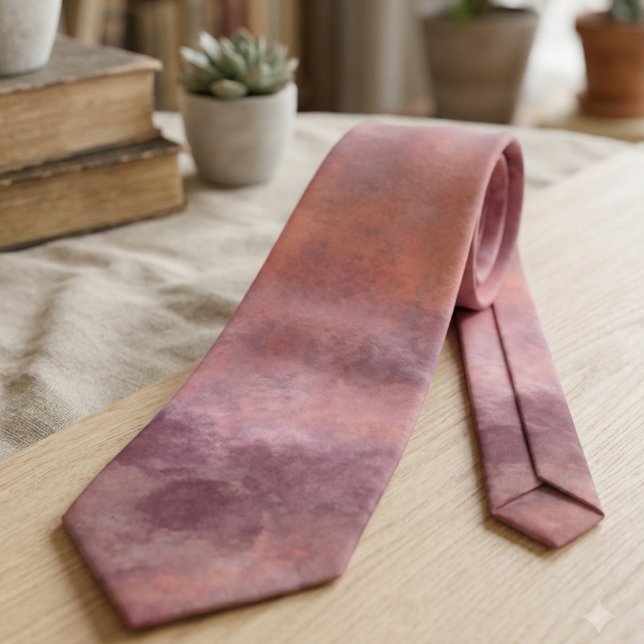 Ethereal Mauve and Sunset Gradient Abstract Art Tie (A soft mauve and sunset gradient abstract design. Perfect for the stylish, art-loving professional.)
