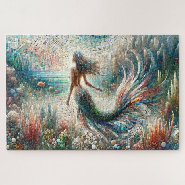 Ethereal Mermaid Mosaic Voyage Jigsaw Puzzle (Horizontal)