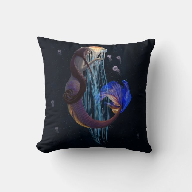 Ethereal Mermaid Throw Pillow (Front)