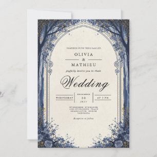 Ethereal Midnight Arch Wedding Invitation