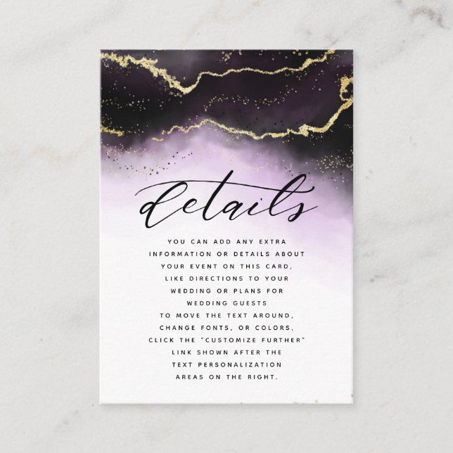 Ethereal Mist Ombre Amethyst Moody Wedding Details Enclosure Card (Front)