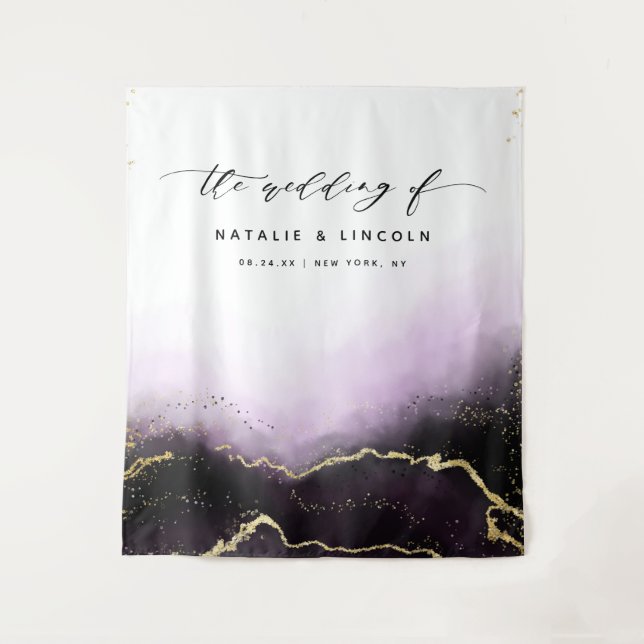 Ethereal Mist Ombre Amethyst Photo Booth Backdrop Tapestry (Front)