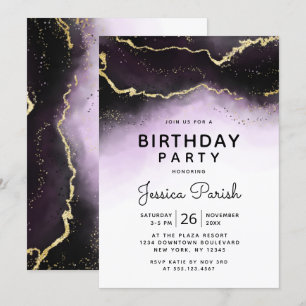Ethereal Mist Ombre Amethyst Purple Birthday Party Invitation
