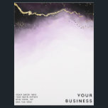 Ethereal Mist Ombre Amethyst Purple Custom Shop Letterhead<br><div class="desc">Ethereal Mist Ombre Amethyst Purple Watercolor Moody Design with hand painted watercolor misty wash fading background texture, gold foil look veining lines, and trails of confetti dots and edges. A trendy and Modern Look for any season, with soft dreamy colour palette : Black, Ultra Violet, purple, White, and gold, with...</div>