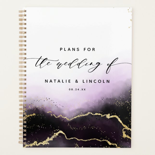 Ethereal Mist Ombre Amethyst Purple Moody Wedding Planner (Front)