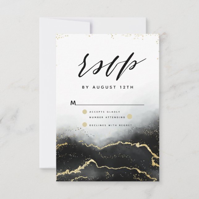 Ethereal Mist Ombre Aquarelle Noire Moody RSVP (Devant)