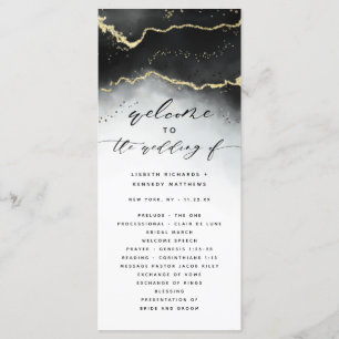 Ethereal Mist Ombre Black Moody Wedding Ceremony Program