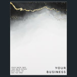 Ethereal Mist Ombre Black Watercolor Custom Shop Letterhead<br><div class="desc">Ethereal Mist Ombre Black Watercolor Moody Design with hand painted watercolor misty wash fading background texture, gold foil look veining lines, and trails of confetti dots and edges. A trendy and Modern Look for any business, with soft dreamy colour palette : Black, Grey, White, and gold, with a chic popular...</div>