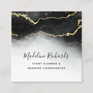 Ethereal Mist Ombre Black Watercolor Moody Modern Square Business Card