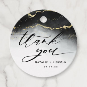 Ethereal Mist Ombre Black Watercolor Thank You Favour Tags