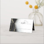 Ethereal Mist Ombre Black Wedding Table Number Place Card<br><div class="desc">Ethereal Mist Ombre Black Watercolor Moody Wedding Design with hand painted watercolor misty wash fading background texture, gold foil look veining lines, and trails of confetti dots and edges. A trendy and Modern Look for any season, with soft dreamy colour palette : Black, Grey, White, and gold, with a chic...</div>