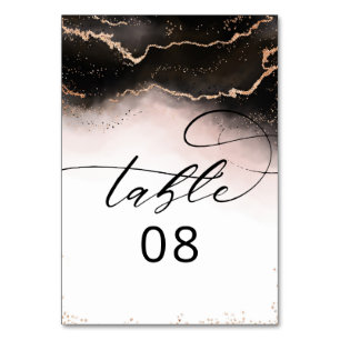Ethereal Mist Ombre Blush Pink Gilded Wedding Table Number