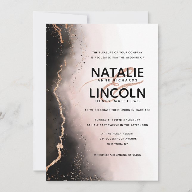 Ethereal Mist Ombre Blush Rose Gold Modern Wedding Invitation (Front)