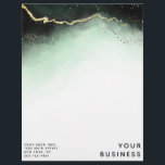 Ethereal Mist Ombre Emerald Green Custom Shop Letterhead<br><div class="desc">Ethereal Mist Ombre Emerald Green Watercolor Moody Wedding Design with hand painted watercolor misty wash fading background texture, gold foil look veining lines, and trails of confetti dots and edges. A trendy and Modern Look for any season, with soft dreamy colour palette : Black, Mint Green, White, and gold, with...</div>