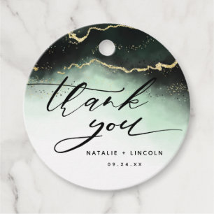 Ethereal Mist Ombre Emerald Green Moody Thank You Favour Tags