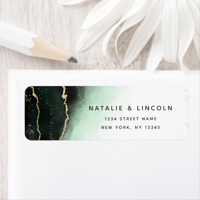 Ethereal Mist Ombre Emerald Green Return Address (Insitu)
