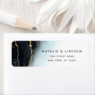 Ethereal Mist Ombre Navy Blue Moody Return Address