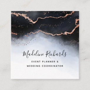 Ethereal Mist Ombre Navy Blue Watercolor Moody Square Business Card