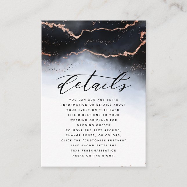 Ethereal Mist Ombre Navy Blue Wedding Details Enclosure Card (Front)