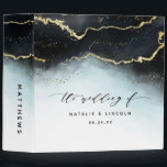 Ethereal Mist Ombre Navy Blue Wedding Photo Album Binder<br><div class="desc">Ethereal Mist Ombre Navy Blue Watercolor Moody Wedding Design with hand painted watercolor misty wash fading background texture, gold foil look veining lines, and trails of confetti dots and edges. A trendy and Modern Look for any season, with soft dreamy colour palette : Black, Navy, Dusty Blue, White, and gold,...</div>
