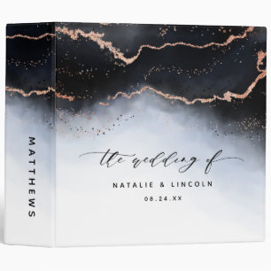 Ethereal Mist Ombre Navy Blue Wedding Photo Album Binder