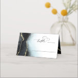Ethereal Mist Ombre Navy Blue Wedding Table Number Place Card<br><div class="desc">Ethereal Mist Ombre Navy Blue Watercolor Moody Wedding Design with hand painted watercolor misty wash fading background texture, gold foil look veining lines, and trails of confetti dots and edges. A trendy and Modern Look for any season, with soft dreamy colour palette : Black, Navy, Dusty Blue, White, and gold,...</div>
