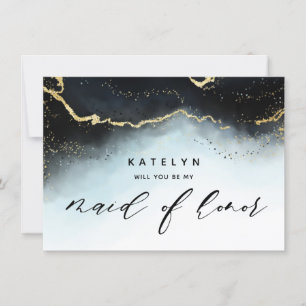 Ethereal Mist Ombre Navy Maid of Honour Proposal