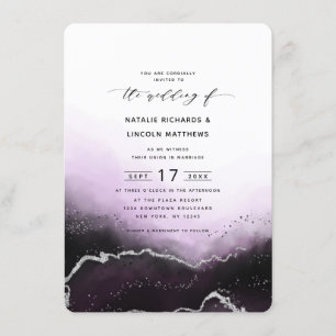 Ethereal Mist Ombre Ultra Violet Silver Wedding Invitation