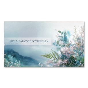 Ethereal Misty Mountain Botanical Gold Frame Magnetic Business Card