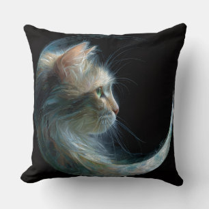Ethereal Moon Cat Throw Pillow