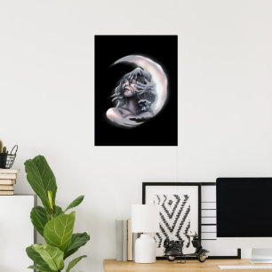 Ethereal Moon Goddess Surreal Celestial Wall Art 