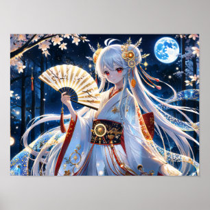 Ethereal Moonlight Fan Dance Poster