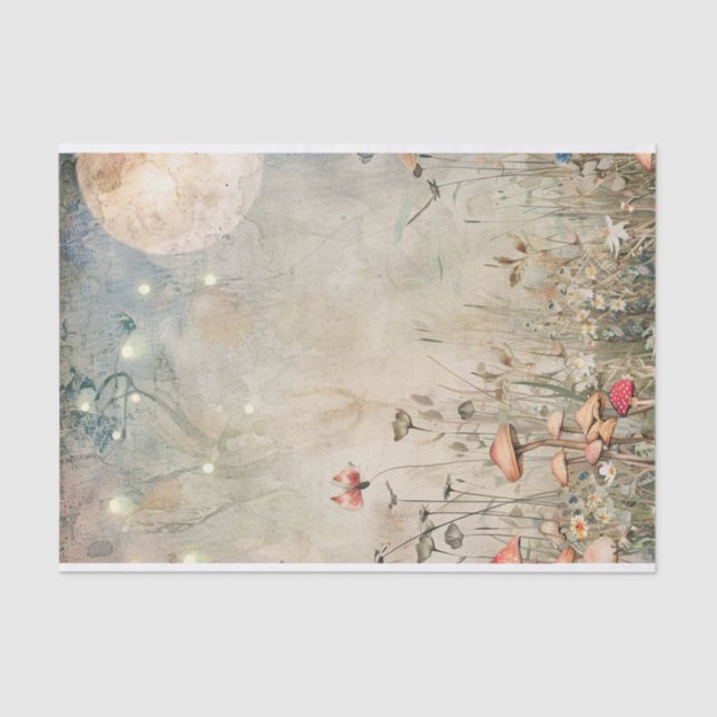Ethereal Moonlight in the Fairy Garden Decoupage Tissue Paper (Front)