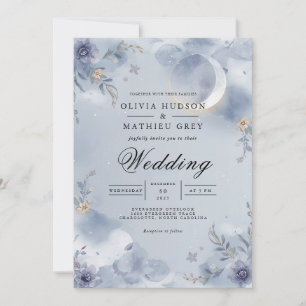 Ethereal Moonlit Bloom Wedding Invitation