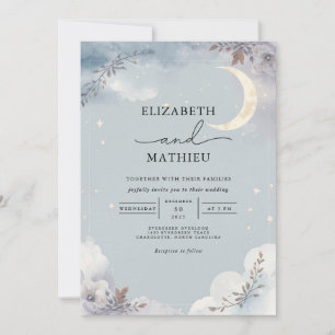 Ethereal Moonlit Floral Wedding Invitation