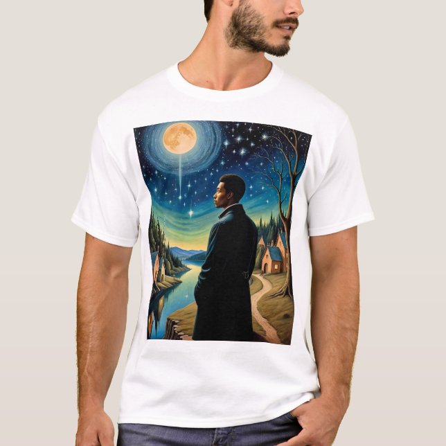 Ethereal Moonlit Reflection Surreal Art T-Shirt (Devant)