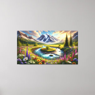 Ethereal Mountain Escape - Nature's Symphony Canvas Print