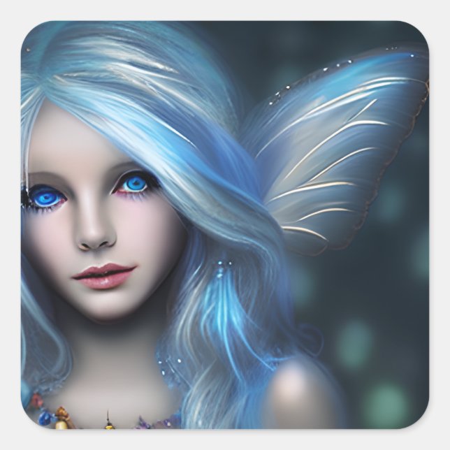 Ethereal Mystical Fairy Girl Square Sticker (Front)
