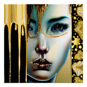 Ethereal Mystical Goddess in Gold Poster