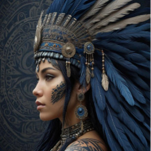 Ethereal Native girl with headdress Tissue Paper