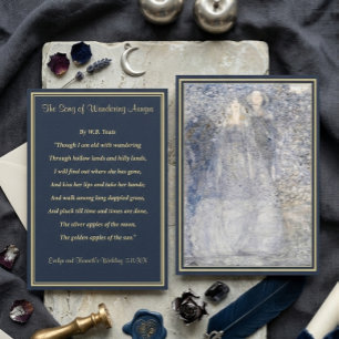 Ethereal Navy Gold Vintage Art Nouveau Poetry  Enclosure Card