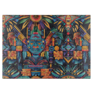 Ethereal Navy "Intricate Echoes" Artisan Glass Cho Cutting Board