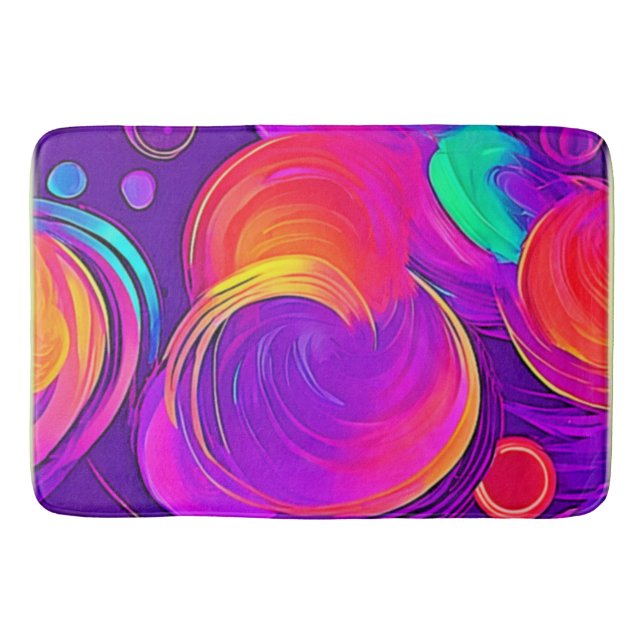 Ethereal Neon: Abstract Dreams Bath Mat (Front)