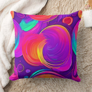  Ethereal Neon: Abstract Dreams Throw Pillow