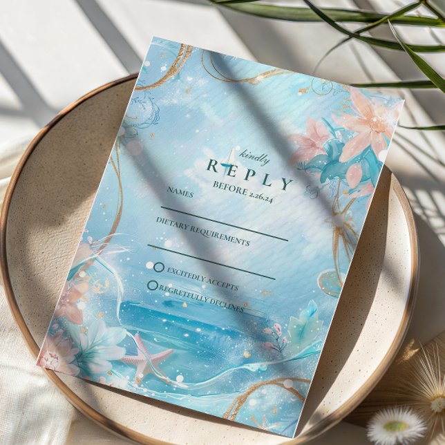 Ethereal Ocean Light Wedding RSVP Card (Creator Uploaded)