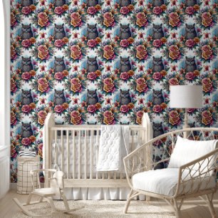 Ethereal Owl & Floral Radiance Wallpaper