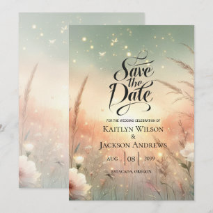 Ethereal Pastel Wildflower Field Wedding Save The Date