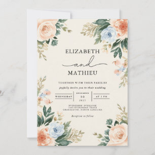 Ethereal Peach Blossom Frame Wedding Invitation