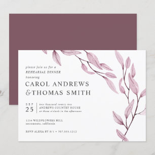 Ethereal Pink  Chic Botanical Rehearsal Dinner Invitation