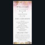 Ethereal Pink Watercolor and Gold Wedding Ceremony Program<br><div class="desc">Elegant and ethereal wedding program featuring blush pink watercolor painting with faux gold glitter. The program lists the ceremony program,  thank you message,  and the wedding party members.</div>